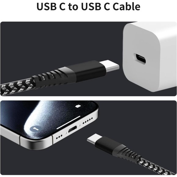 3Pack 3ft Nylon Braided Type C Fast Charging Cable for Phone 15 Pro Max - Picture 3 of 6